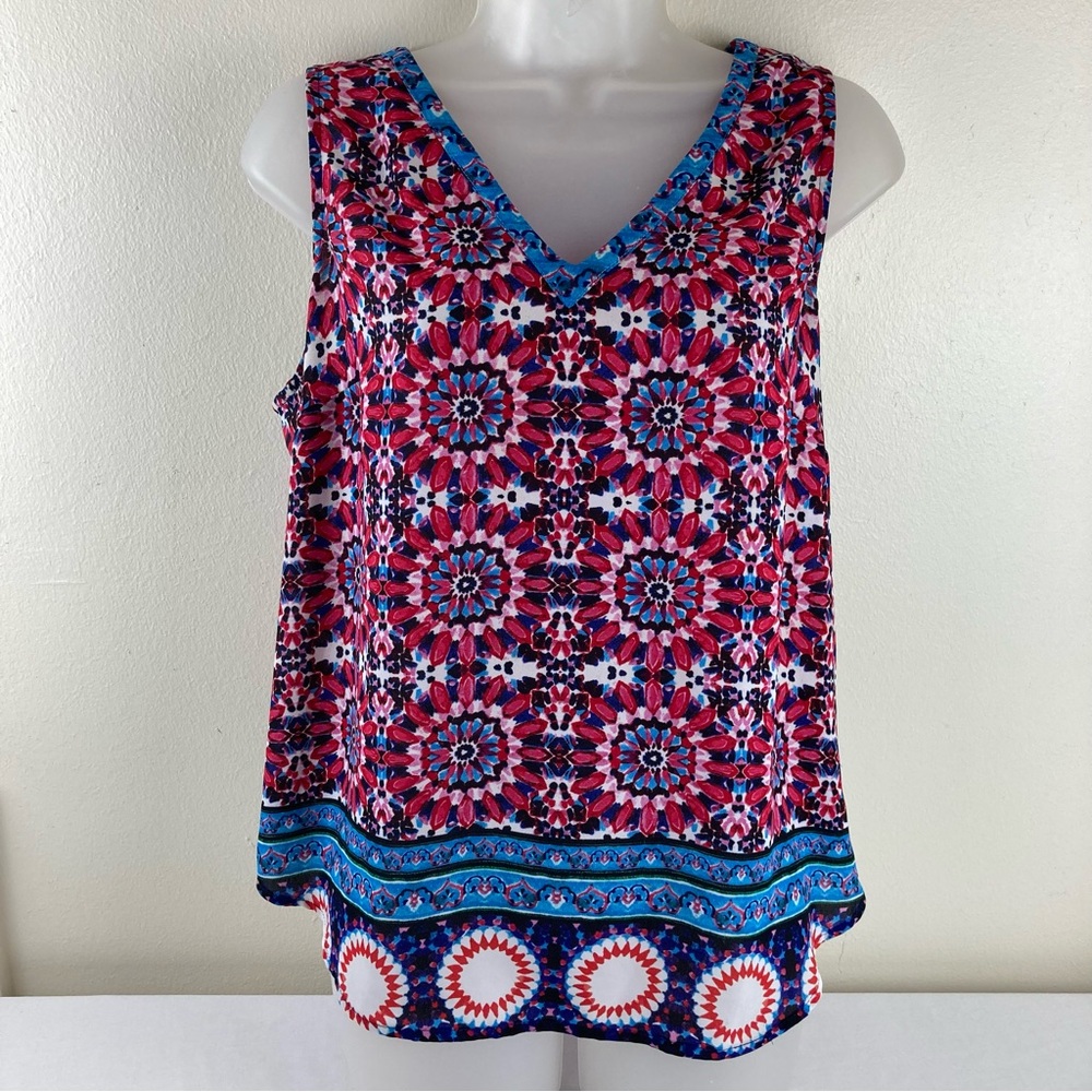 Artsy DR2 Vibrant Abstract Tank Top - Red and Blue Medium